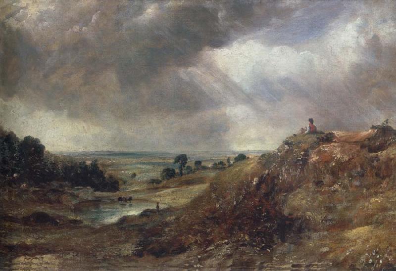 John Constable Branch Hill Pond,Hampstead Heath,with a boy sitting on a bank oil painting image